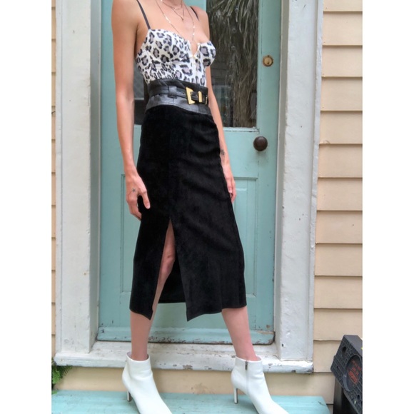 Vintage Lillie Rubin leather and suede skirt - Picture 5 of 8